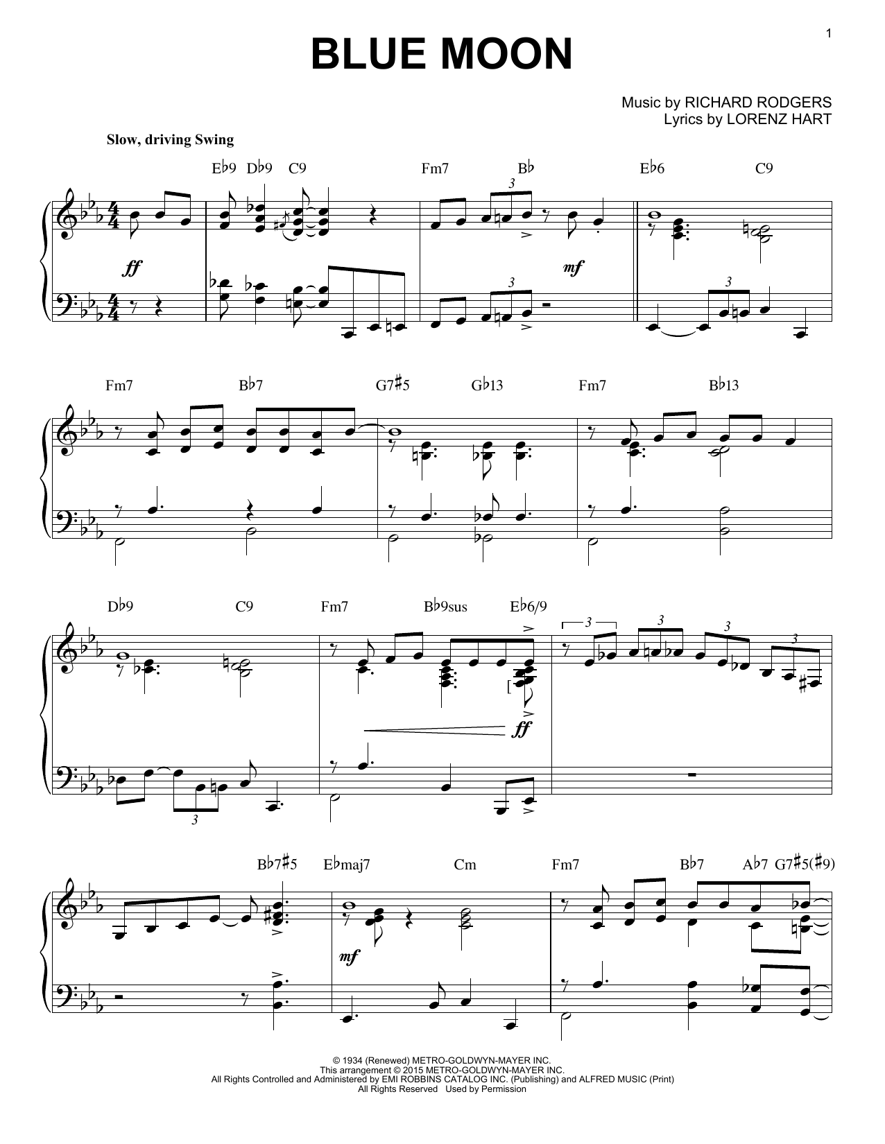 The Marcels Blue Moon [Jazz version] (arr. Brent Edstrom) Sheet Music Notes & Chords for Piano - Download or Print PDF