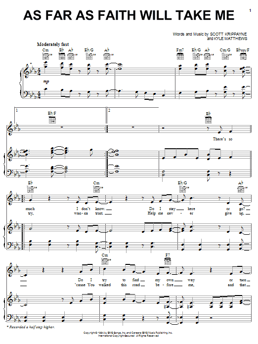 The Martins As Far As Faith Will Take Me Sheet Music Notes & Chords for Piano, Vocal & Guitar (Right-Hand Melody) - Download or Print PDF