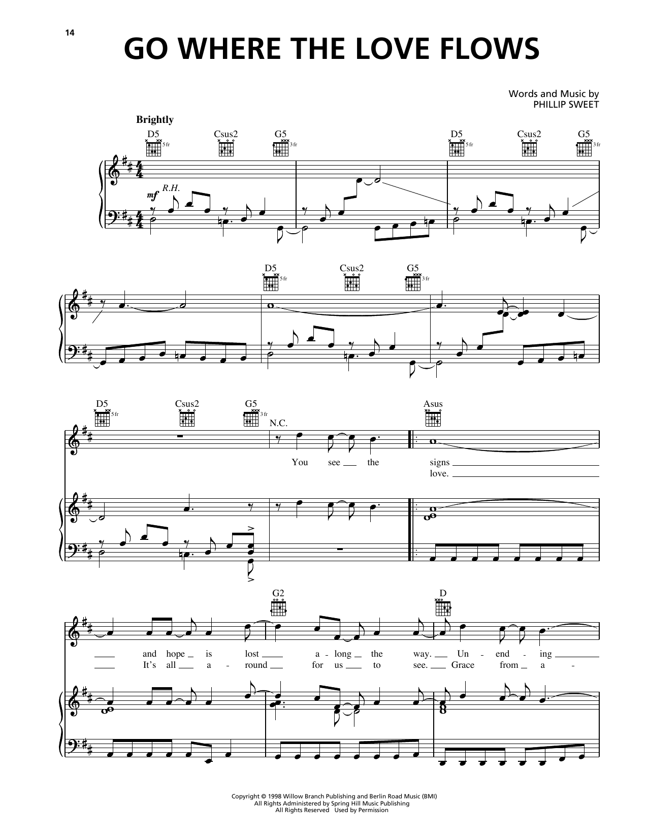The Martins Go Where The Love Flows Sheet Music Notes & Chords for Piano, Vocal & Guitar Chords (Right-Hand Melody) - Download or Print PDF
