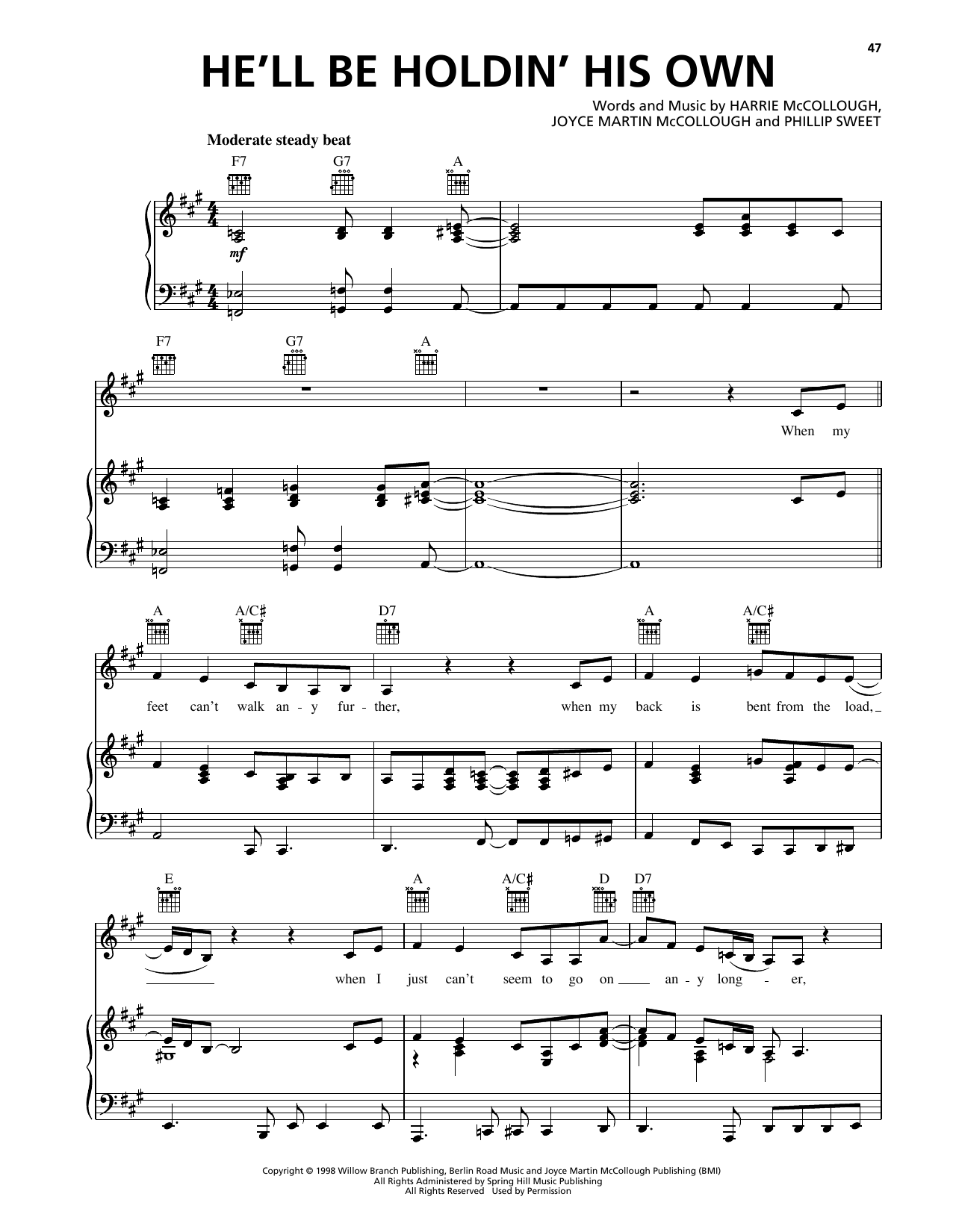 The Martins He'll Be Holdin' His Own Sheet Music Notes & Chords for Piano, Vocal & Guitar Chords (Right-Hand Melody) - Download or Print PDF The Martins He'll Be Holdin' His Own Sheet Music Notes & Chords for Piano, Vocal & Guitar Chords (Right-Hand Melody) - Download or Print PDF