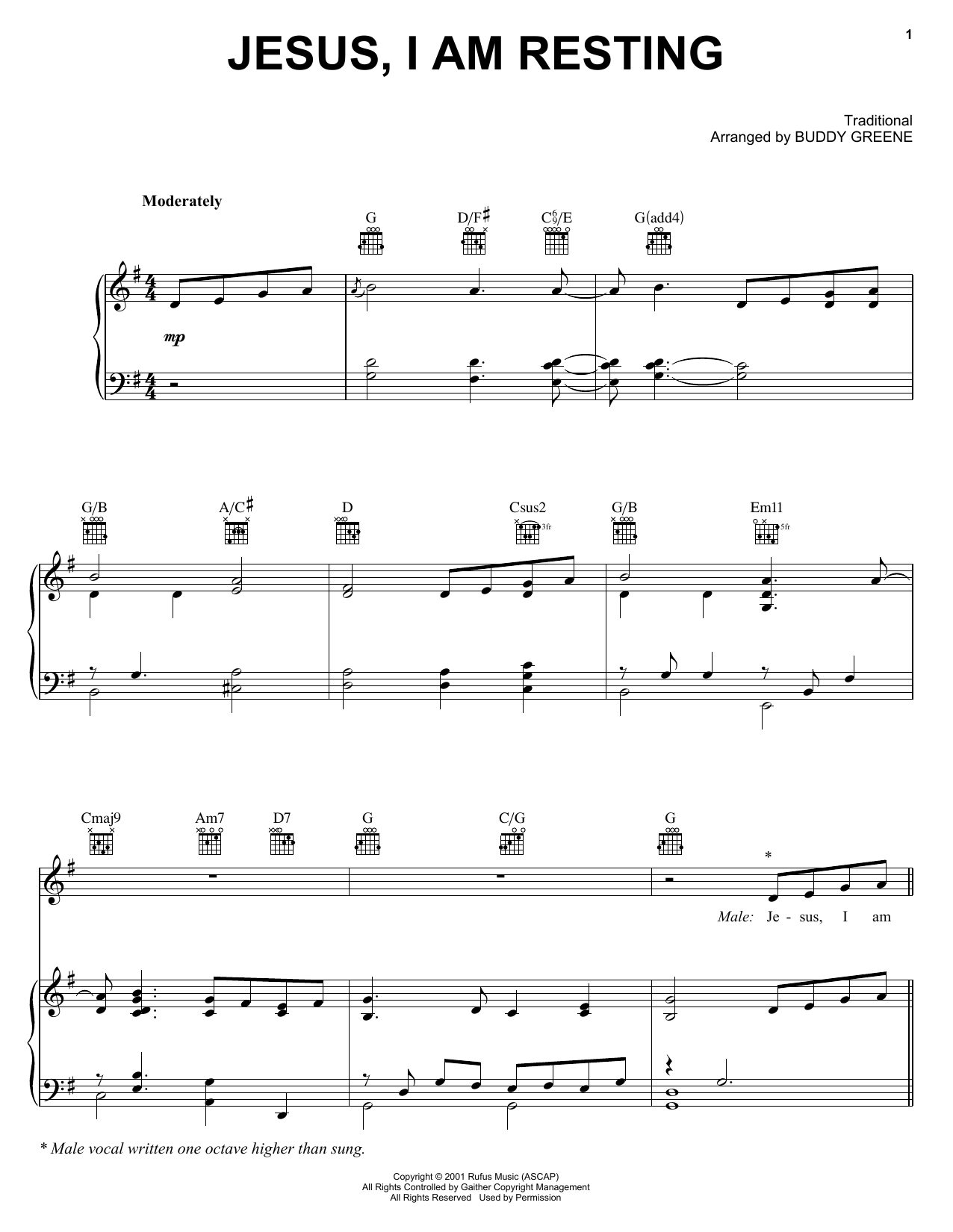 The Martins Jesus, I Am Resting Sheet Music Notes & Chords for Piano, Vocal & Guitar (Right-Hand Melody) - Download or Print PDF