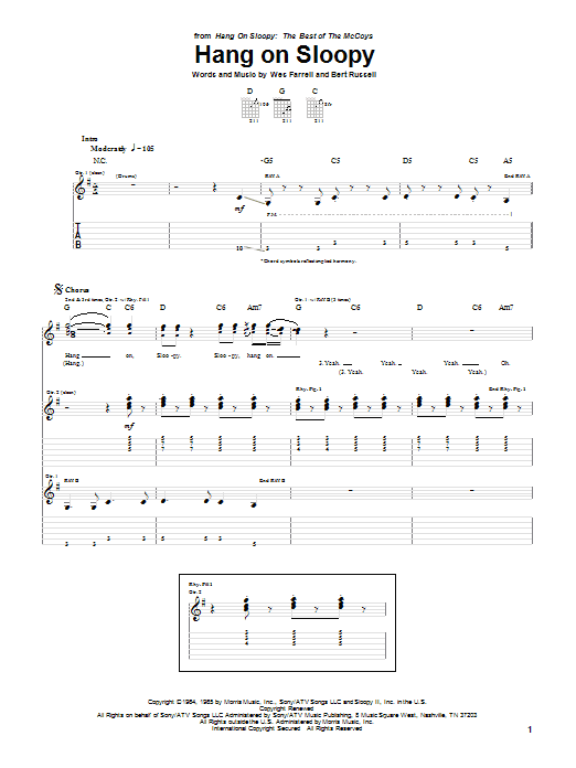 The McCoys Hang On Sloopy Sheet Music Notes & Chords for Ukulele - Download or Print PDF
