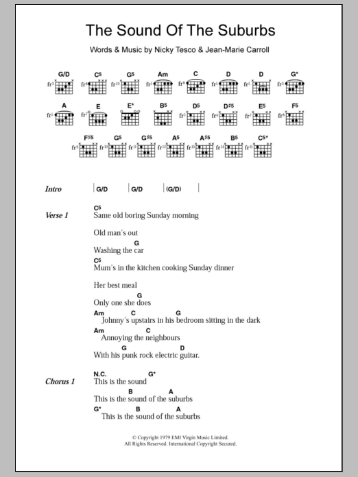 The Members The Sound Of The Suburbs Sheet Music Notes & Chords for Lyrics & Chords - Download or Print PDF