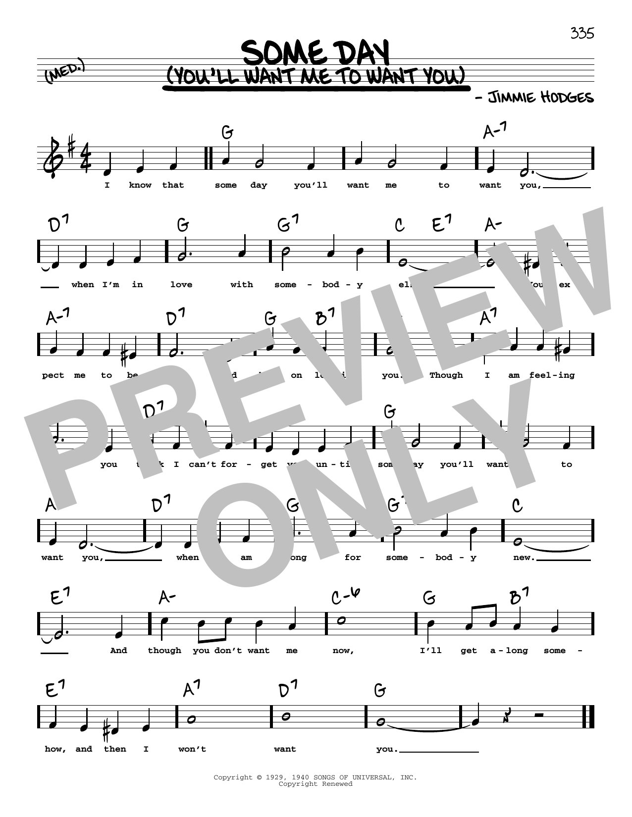 The Mills Brothers Some Day (You'll Want Me To Want You) (High Voice) Sheet Music Notes & Chords for Real Book – Melody, Lyrics & Chords - Download or Print PDF