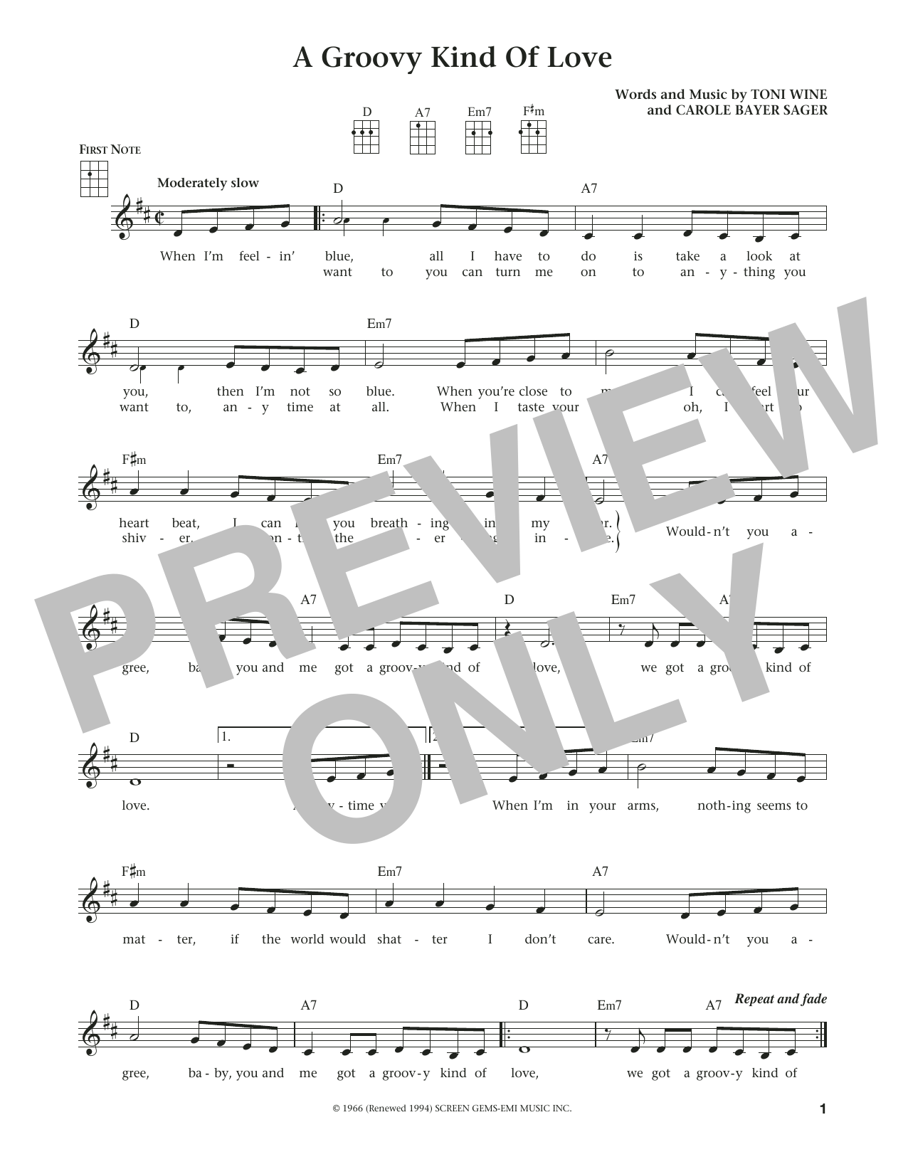 The Mindbenders A Groovy Kind Of Love (from The Daily Ukulele) (arr. Liz and Jim Beloff) Sheet Music Notes & Chords for Ukulele - Download or Print PDF