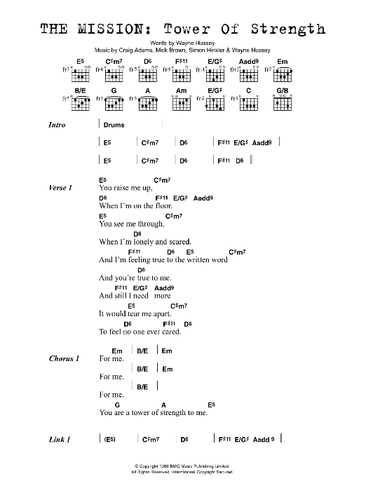 The Mission Tower Of Strength Sheet Music Notes & Chords for Lyrics & Chords - Download or Print PDF