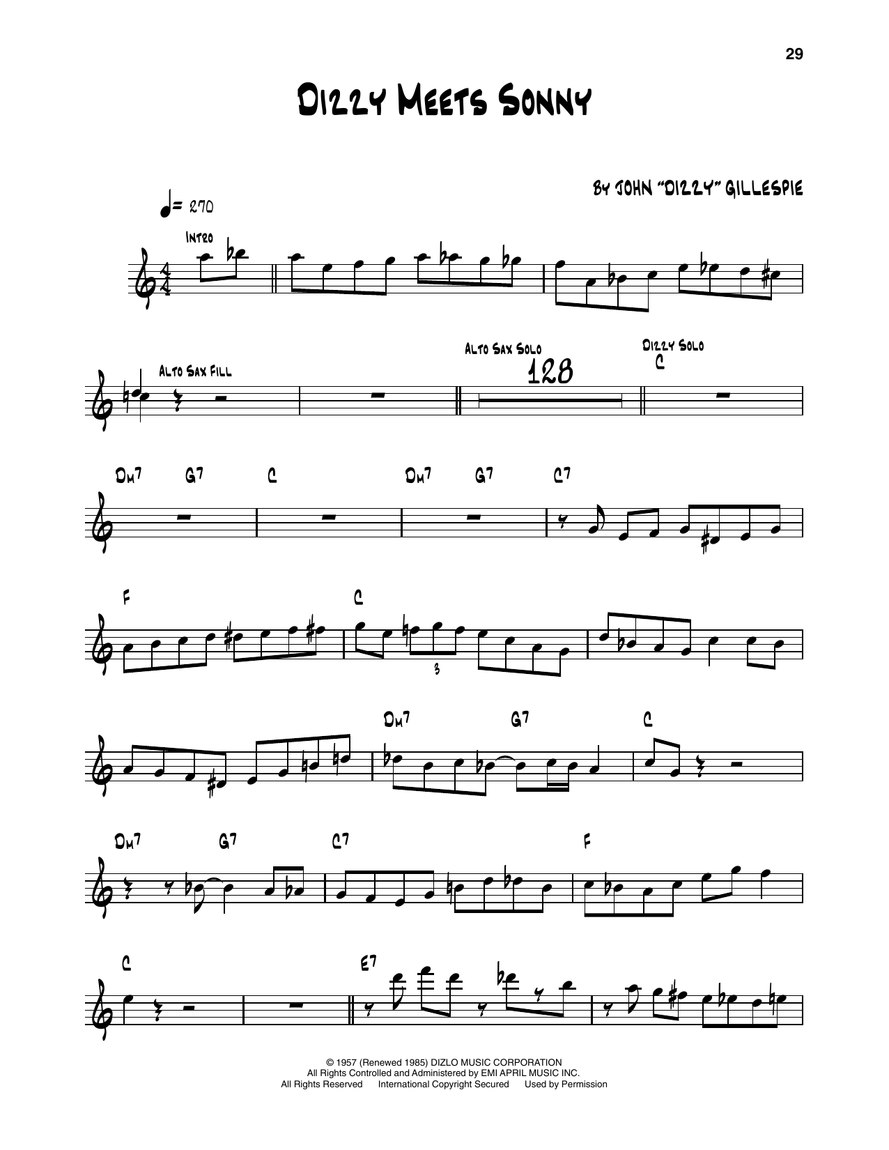The Modern Jazz Sextet Dizzy Meets Sonny Sheet Music Notes & Chords for Trumpet Transcription - Download or Print PDF
