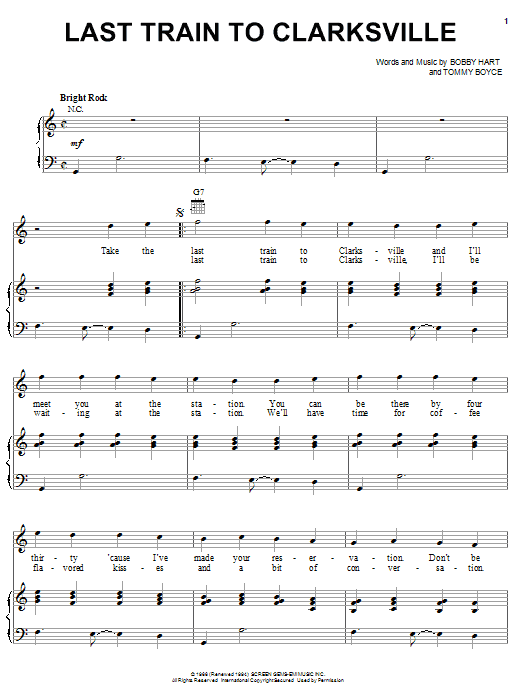 The Monkees Last Train To Clarksville Sheet Music Notes & Chords for Guitar Tab - Download or Print PDF