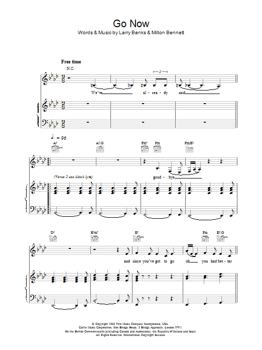 Bessie Banks Go Now Sheet Music Notes & Chords for Piano, Vocal & Guitar - Download or Print PDF