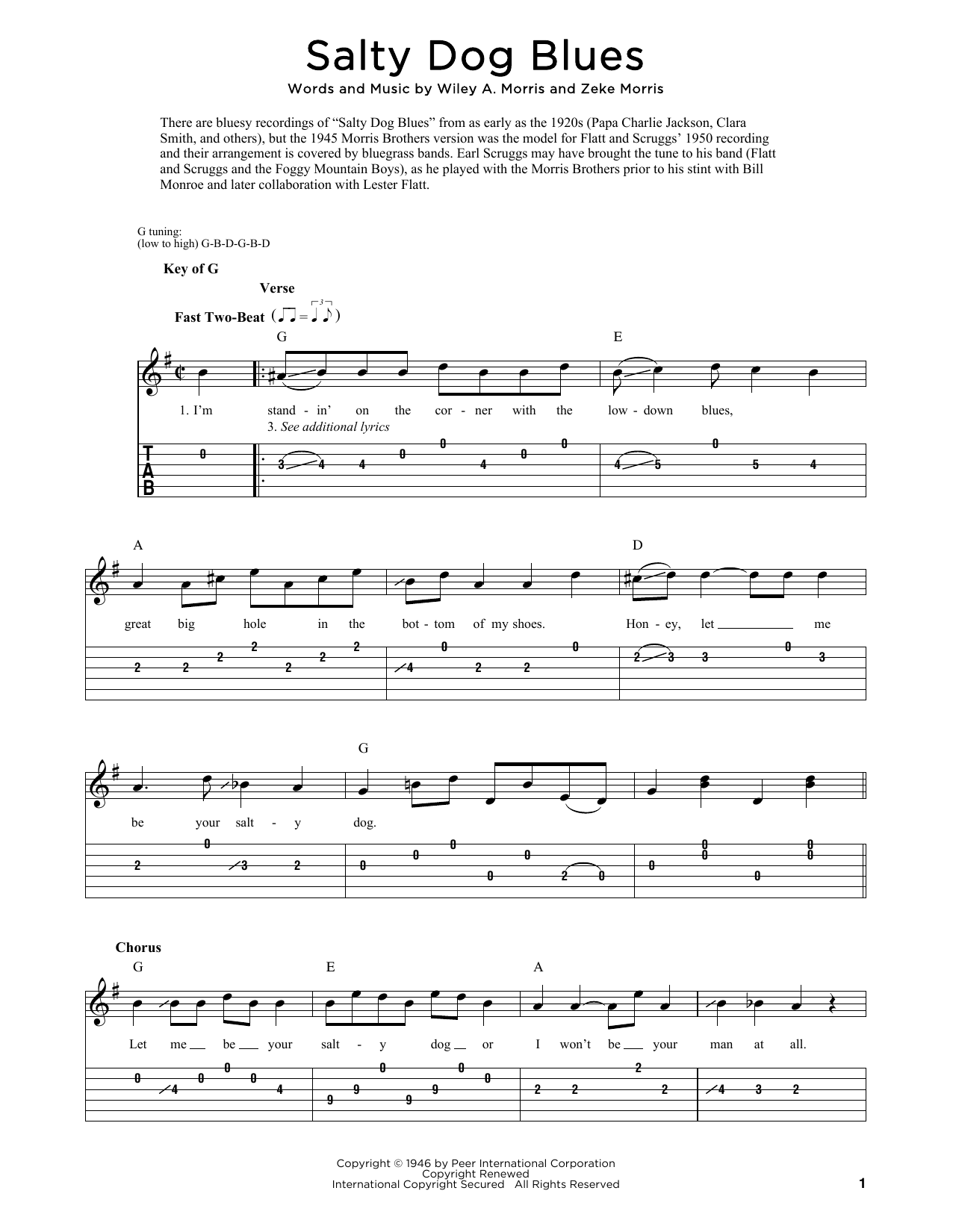 The Morris Brothers Salty Dog Blues Sheet Music Notes & Chords for Dobro - Download or Print PDF