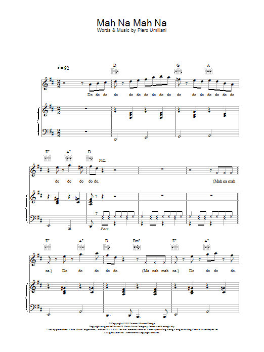 The Muppets Mah-Na Mah-Na Sheet Music Notes & Chords for Easy Piano - Download or Print PDF