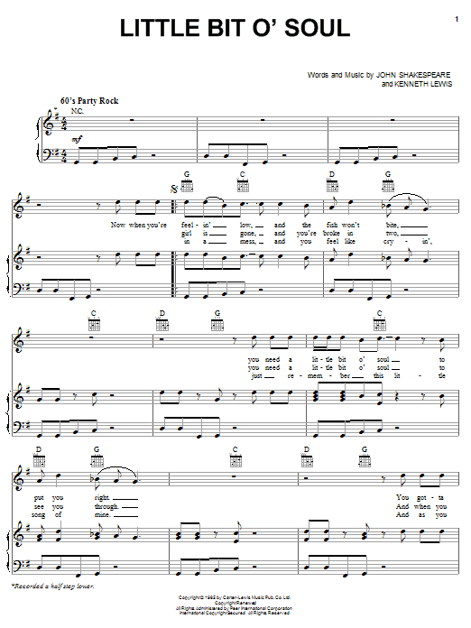 The Music Explosion Little Bit O' Soul Sheet Music Notes & Chords for Melody Line, Lyrics & Chords - Download or Print PDF