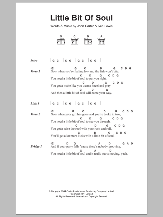 The Music Explosion Little Bit Of Soul Sheet Music Notes & Chords for Lyrics & Chords - Download or Print PDF