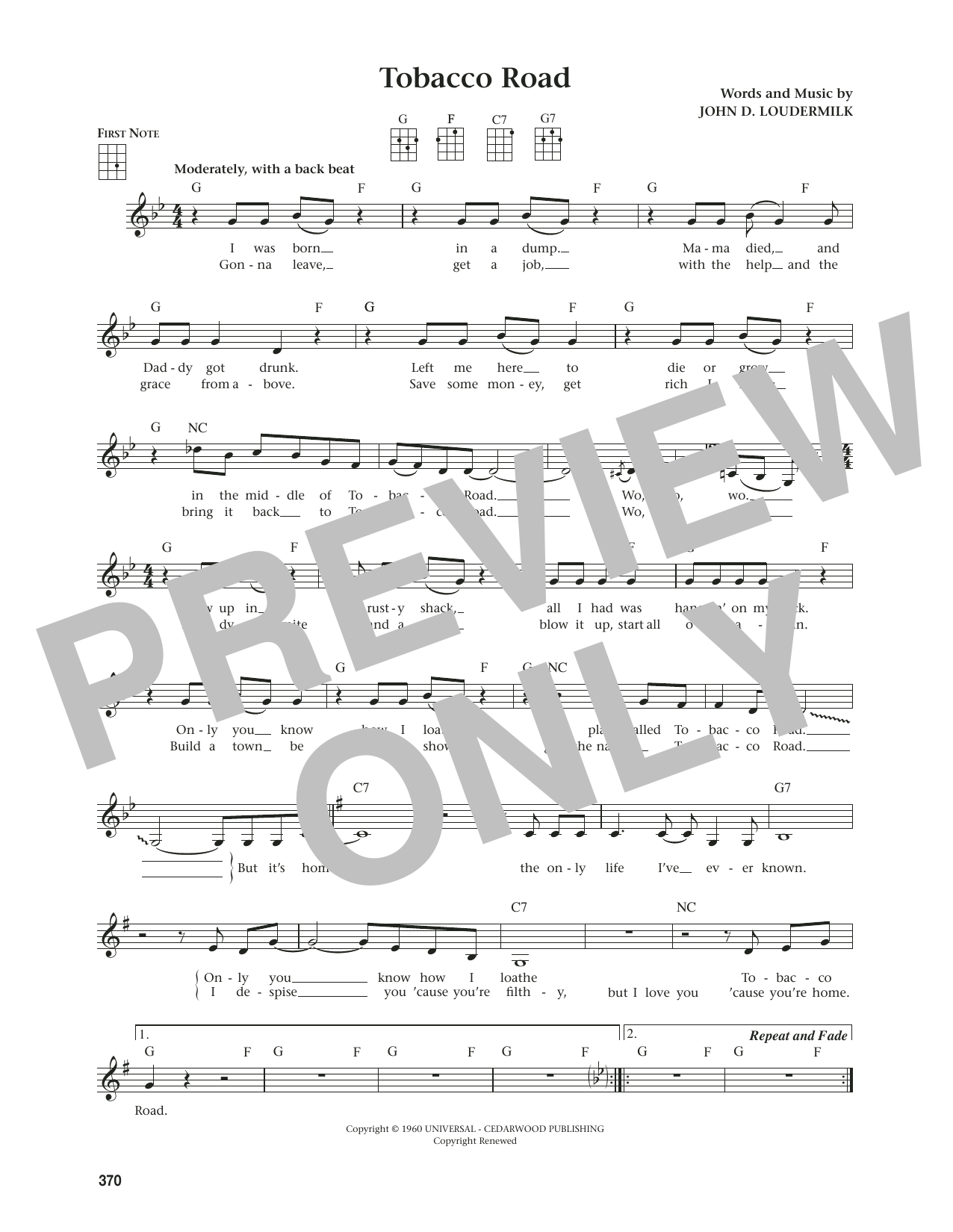 The Nashville Teens Tobacco Road (from The Daily Ukulele) (arr. Jim Beloff) Sheet Music Notes & Chords for Ukulele - Download or Print PDF