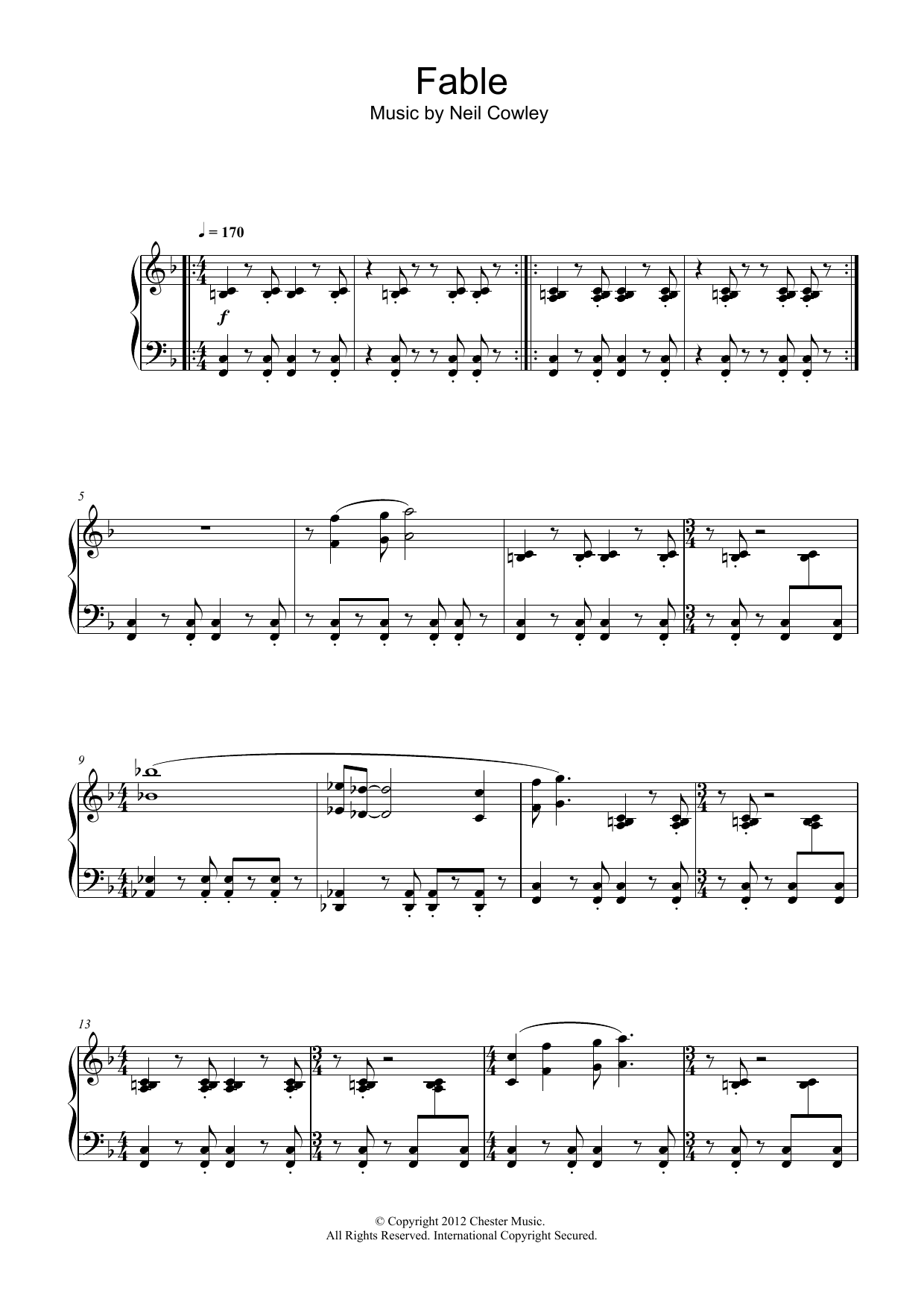 The Neil Cowley Trio Fable Sheet Music Notes & Chords for Piano - Download or Print PDF