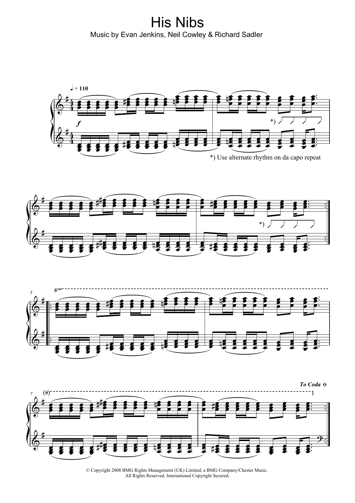 The Neil Cowley Trio His Nibs Sheet Music Notes & Chords for Piano - Download or Print PDF