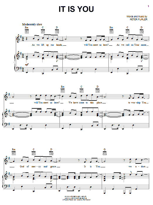 Newsboys It Is You Sheet Music Notes & Chords for Piano, Vocal & Guitar (Right-Hand Melody) - Download or Print PDF