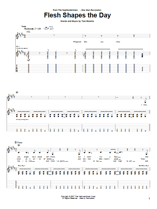 The Nightwatchman Flesh Shapes The Day Sheet Music Notes & Chords for Guitar Tab - Download or Print PDF