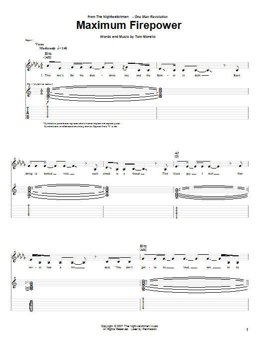 The Nightwatchman Maximum Firepower Sheet Music Notes & Chords for Guitar Tab - Download or Print PDF