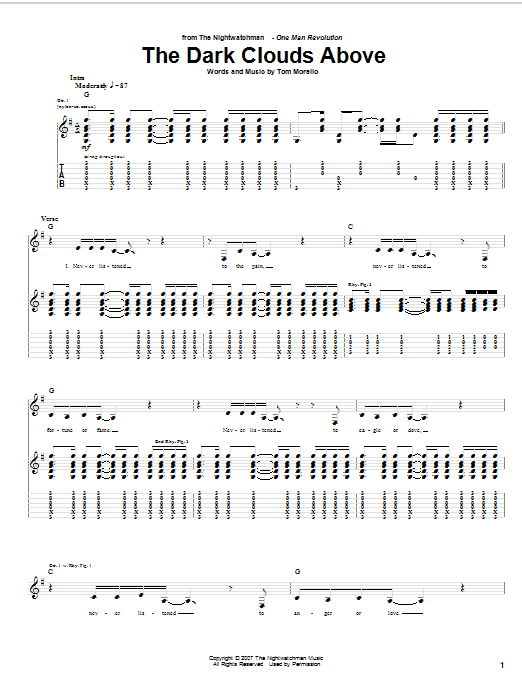 The Nightwatchman The Dark Clouds Above Sheet Music Notes & Chords for Guitar Tab - Download or Print PDF The Nightwatchman The Dark Clouds Above Sheet Music Notes & Chords for Guitar Tab - Download or Print PDF