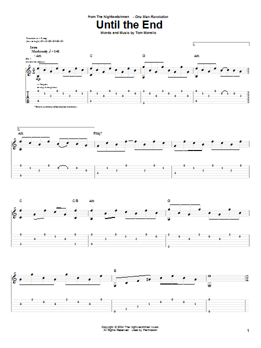 The Nightwatchman Until The End Sheet Music Notes & Chords for Guitar Tab - Download or Print PDF The Nightwatchman Until The End Sheet Music Notes & Chords for Guitar Tab - Download or Print PDF