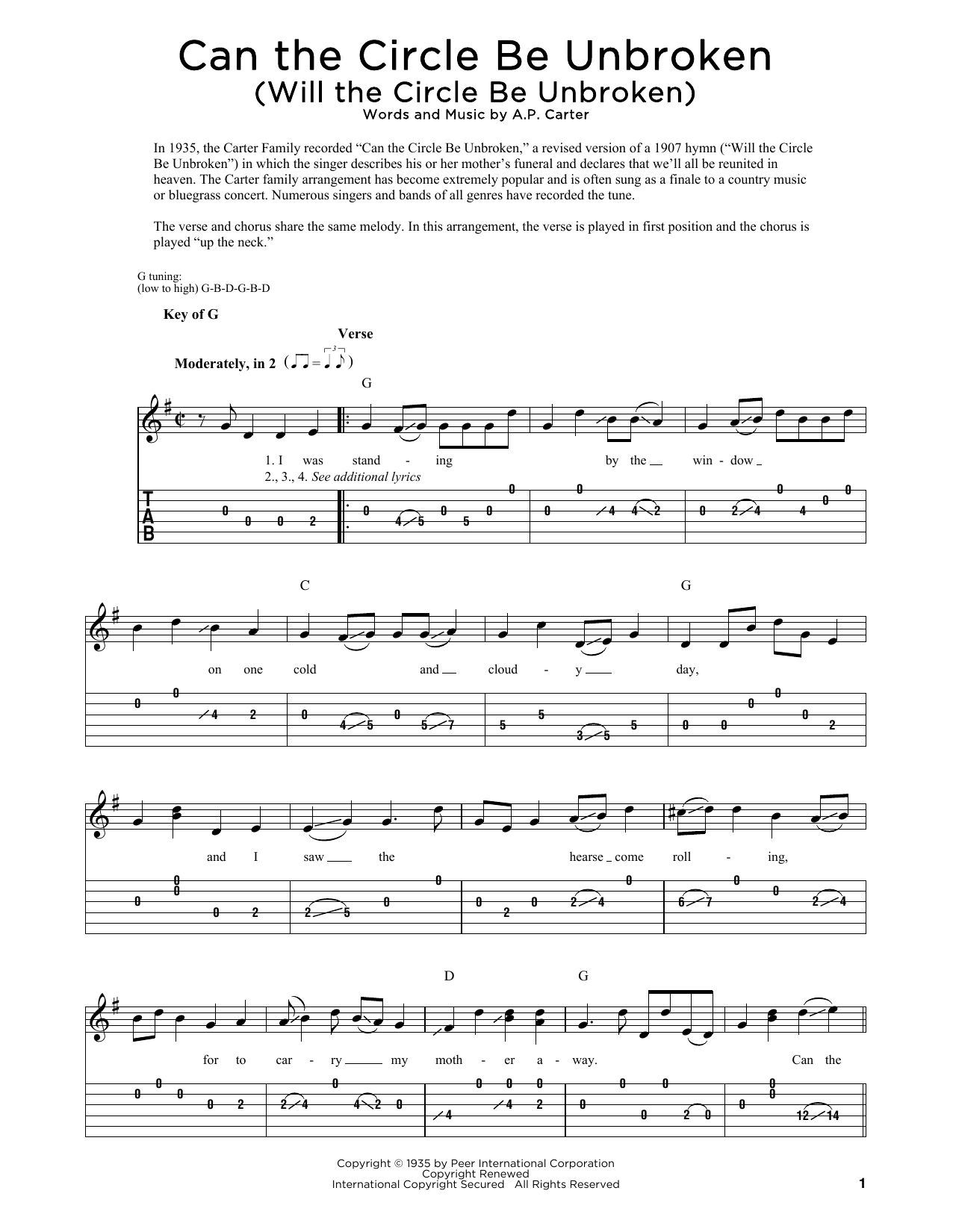The Nitty Gritty Dirt Band Can The Circle Be Unbroken (Will The Circle Be Unbroken) Sheet Music Notes & Chords for Lyrics & Chords - Download or Print PDF