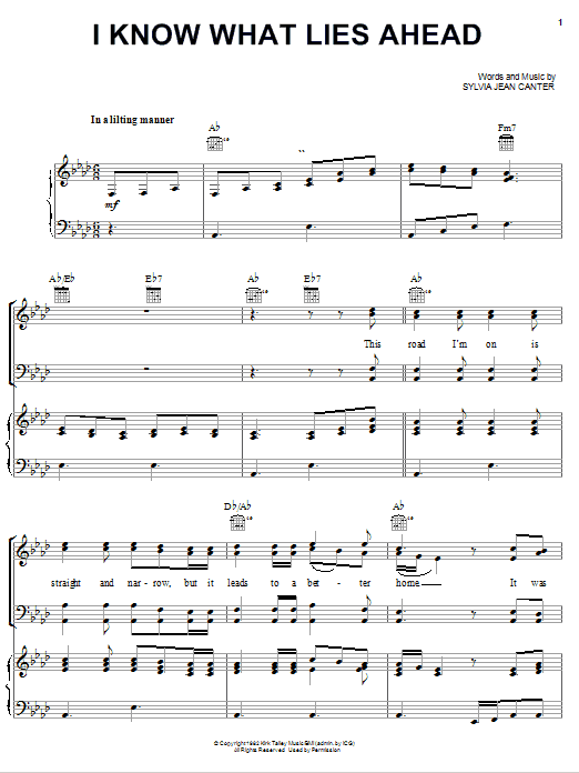 Oak Ridge Boys I Know What Lies Ahead Sheet Music Notes & Chords for Piano, Vocal & Guitar (Right-Hand Melody) - Download or Print PDF