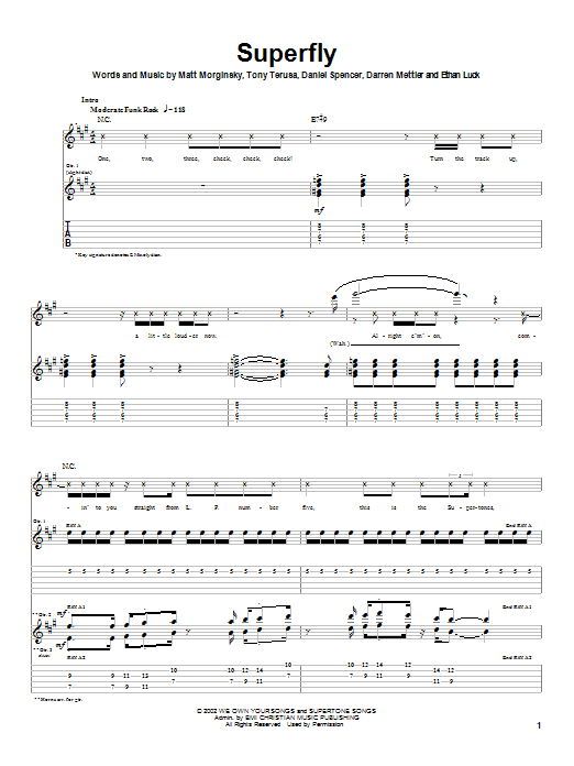 The O.C. Supertones Superfly Sheet Music Notes & Chords for Guitar Tab - Download or Print PDF The O.C. Supertones Superfly Sheet Music Notes & Chords for Guitar Tab - Download or Print PDF