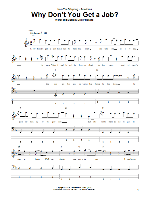 The Offspring Why Don't You Get A Job? Sheet Music Notes & Chords for Guitar Tab - Download or Print PDF