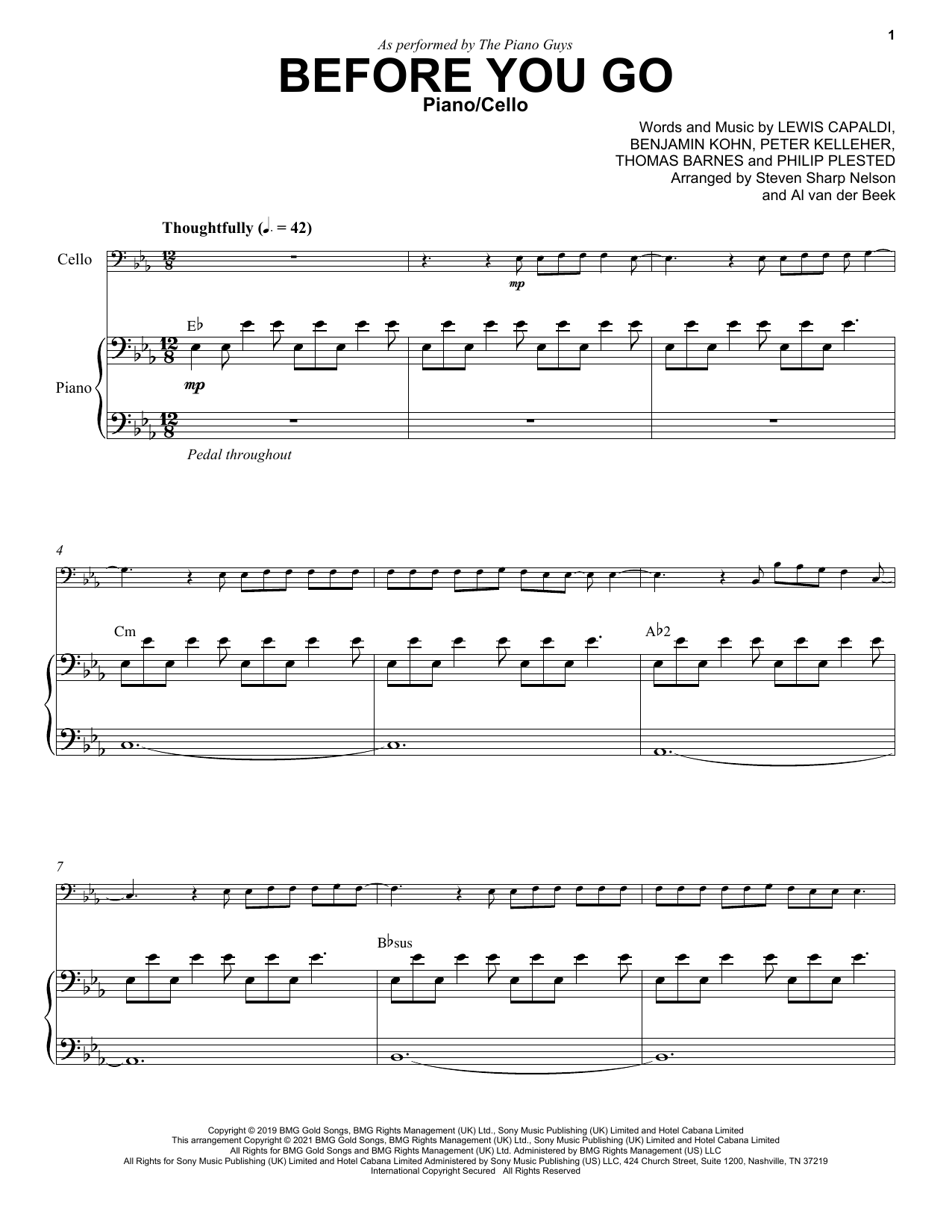 The Piano Guys Before You Go Sheet Music Notes & Chords for Piano Solo - Download or Print PDF
