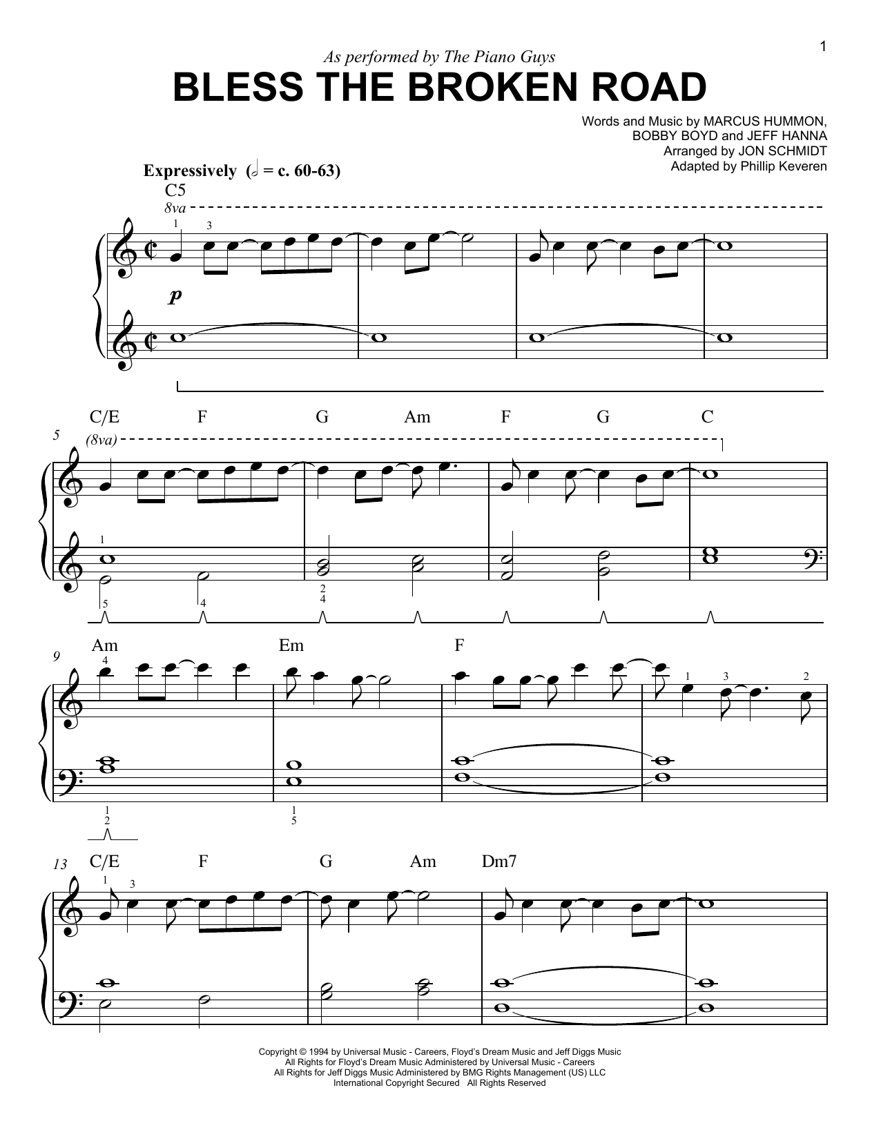 The Piano Guys Bless The Broken Road (arr. Phillip Keveren) Sheet Music Notes & Chords for Easy Piano - Download or Print PDF