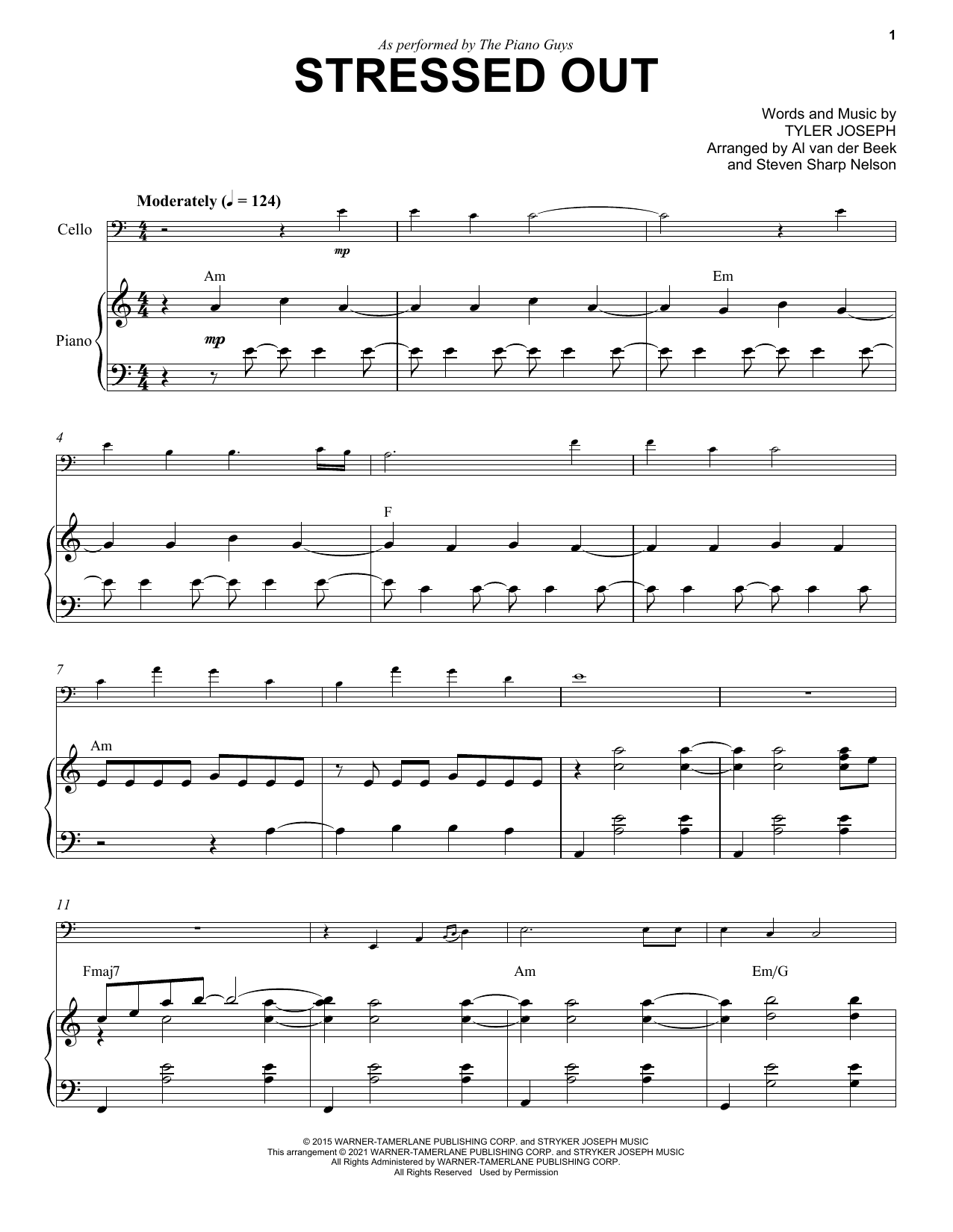 The Piano Guys (De)Stressed Out Sheet Music Notes & Chords for Cello and Piano - Download or Print PDF