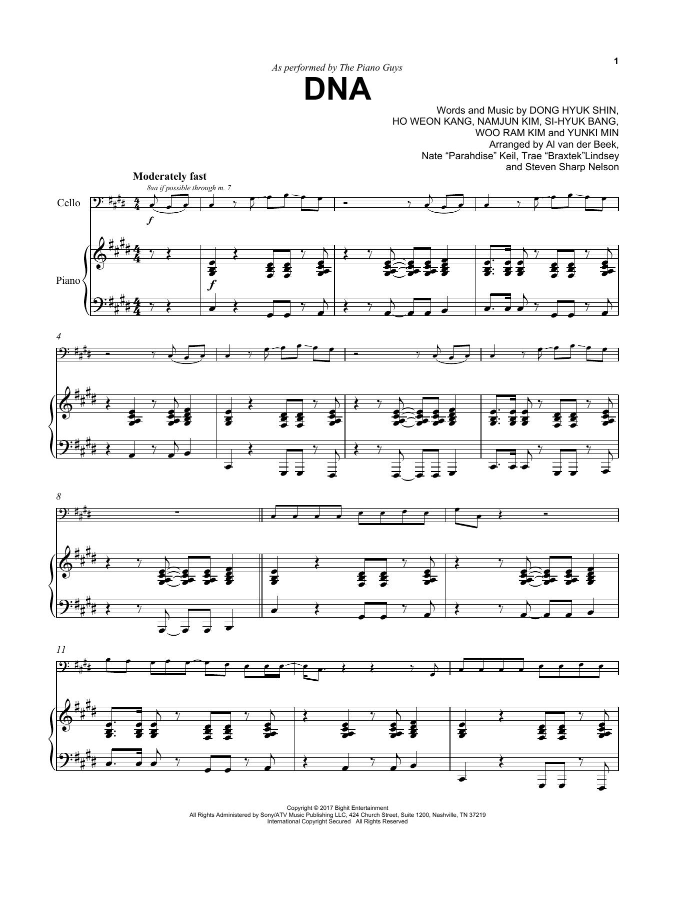 The Piano Guys DNA Sheet Music Notes & Chords for Cello and Piano - Download or Print PDF