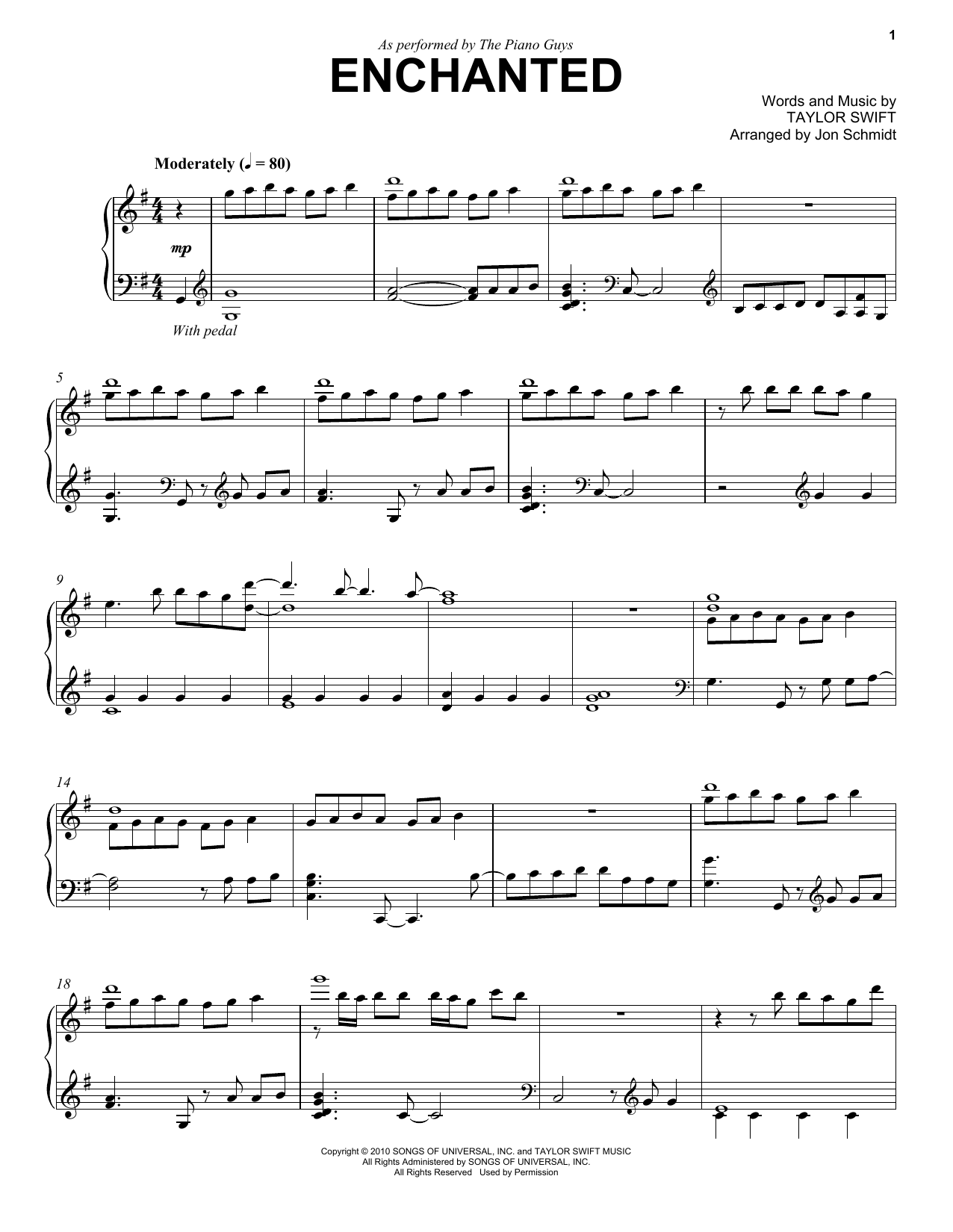 The Piano Guys Enchanted Sheet Music Notes & Chords for Piano Solo - Download or Print PDF