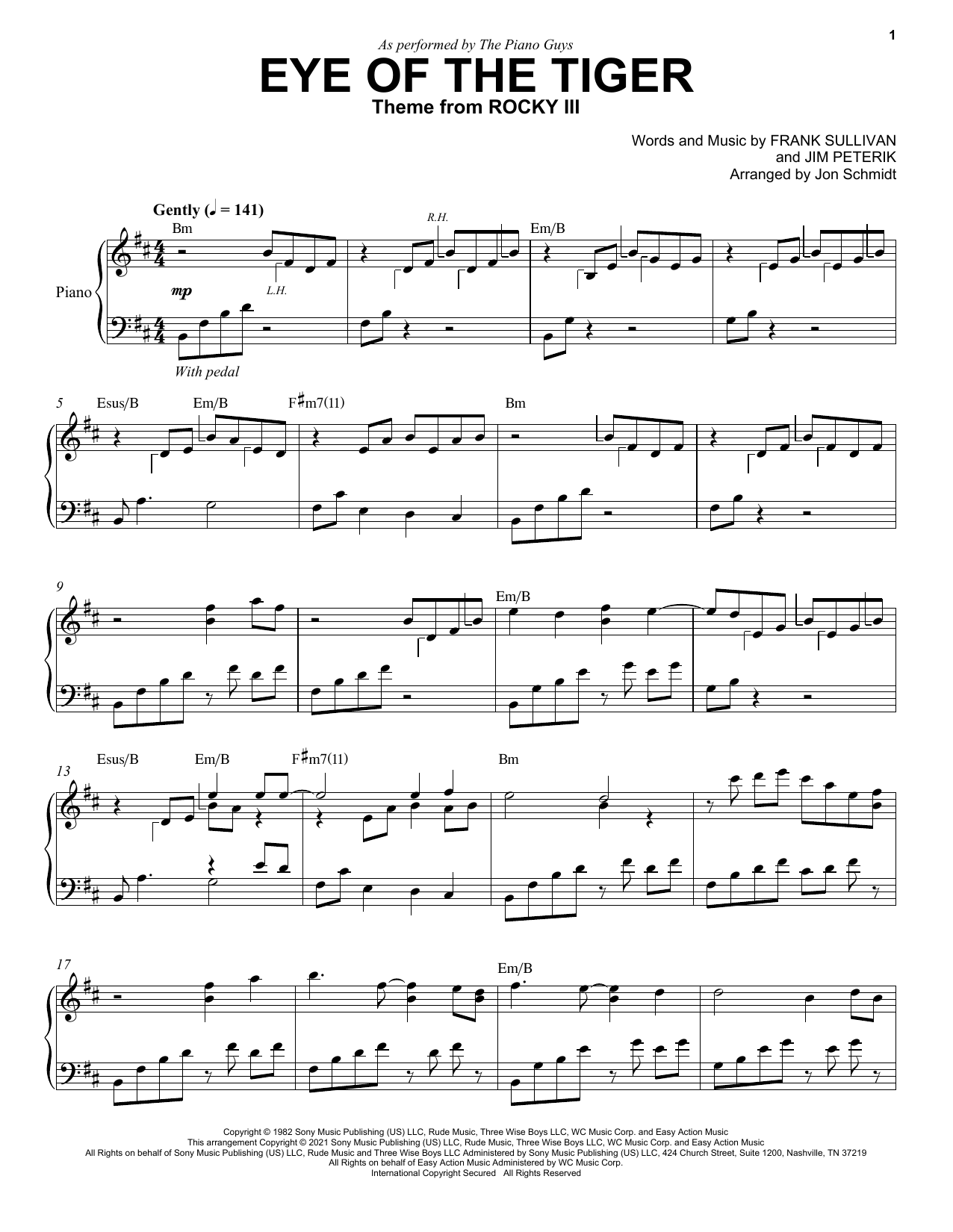 The Piano Guys Eye Of The Tiger Sheet Music Notes & Chords for Piano Solo - Download or Print PDF