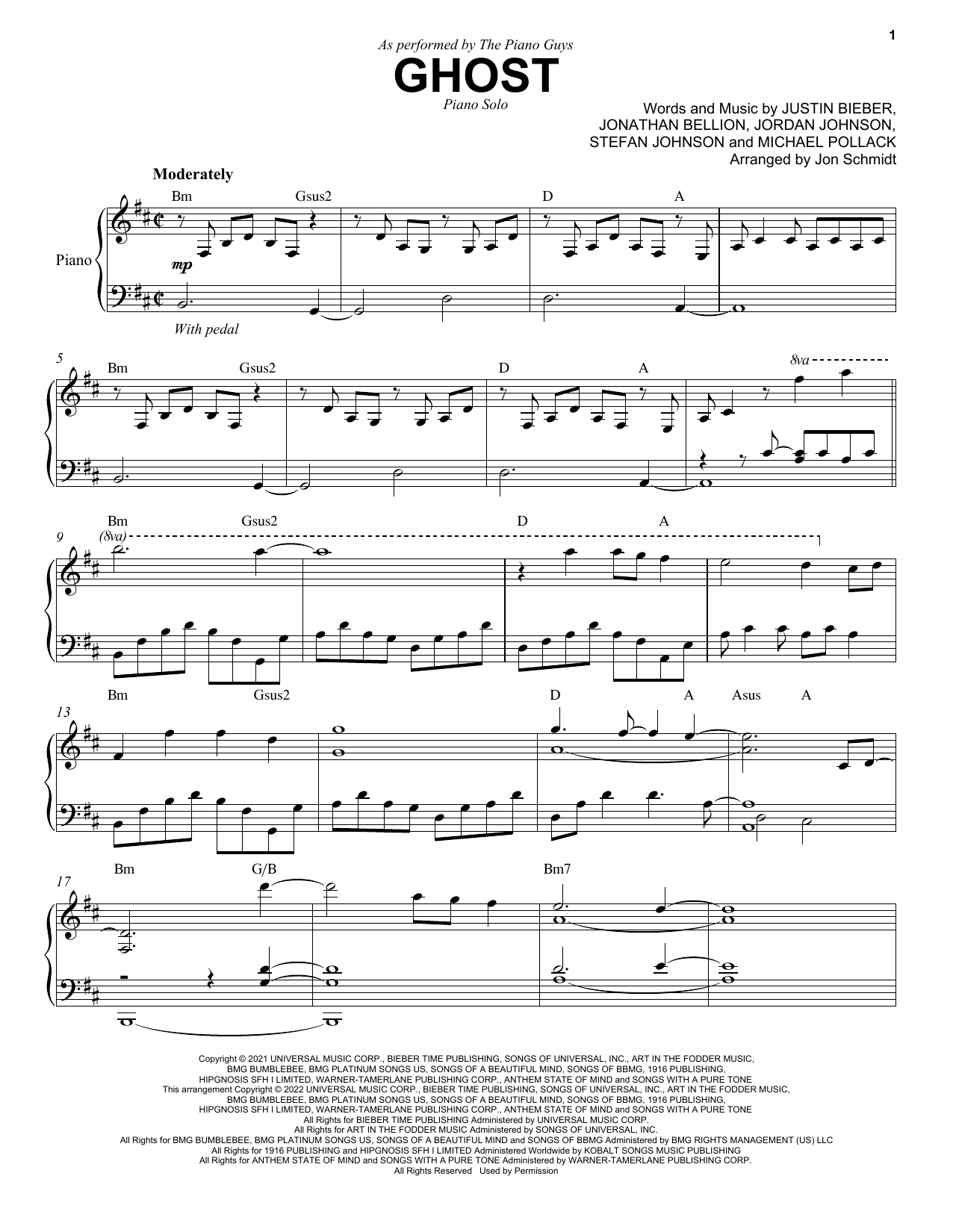 The Piano Guys Ghost Sheet Music Notes & Chords for Piano Solo - Download or Print PDF