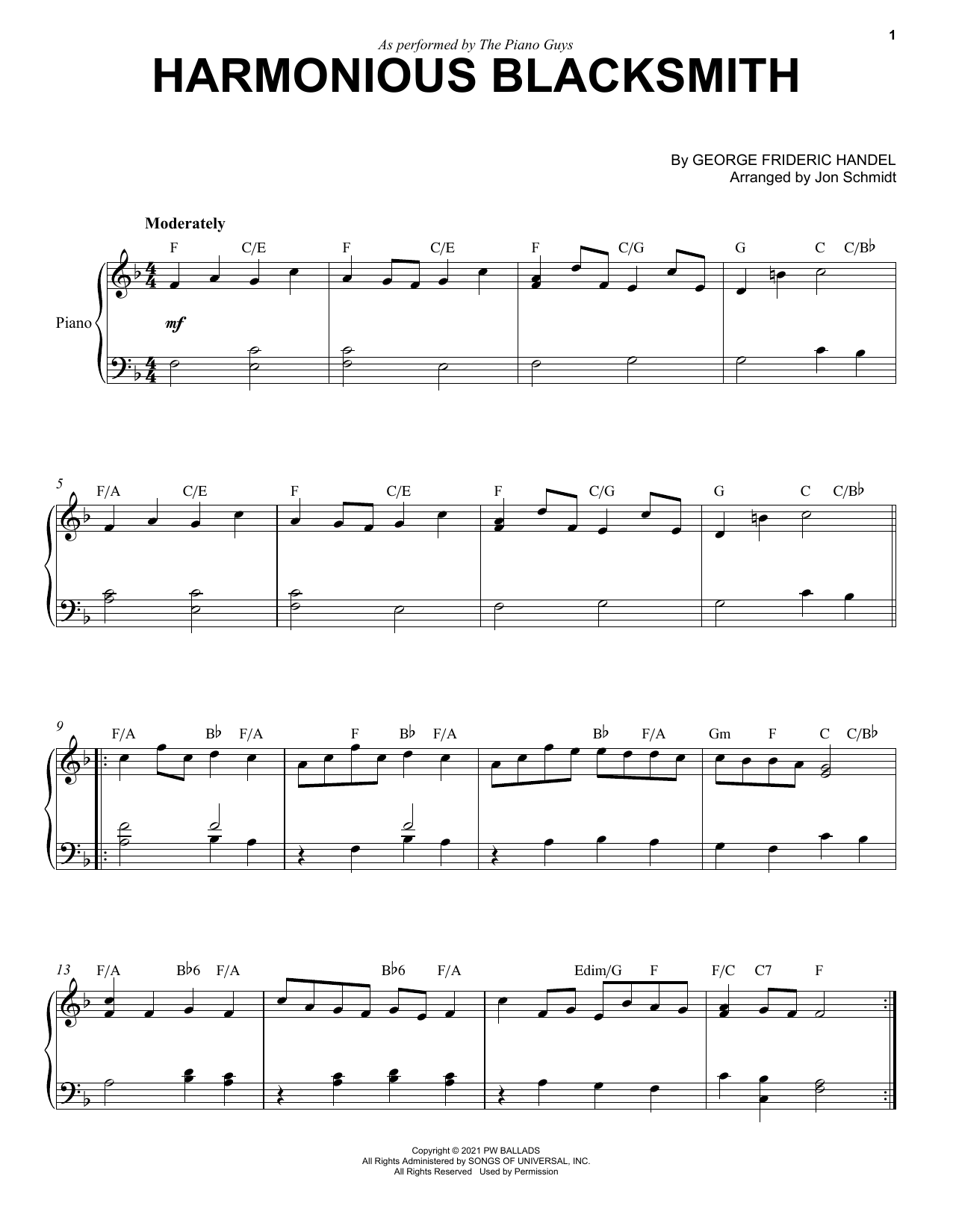 The Piano Guys Harmonious Blacksmith Sheet Music Notes & Chords for Piano Solo - Download or Print PDF
