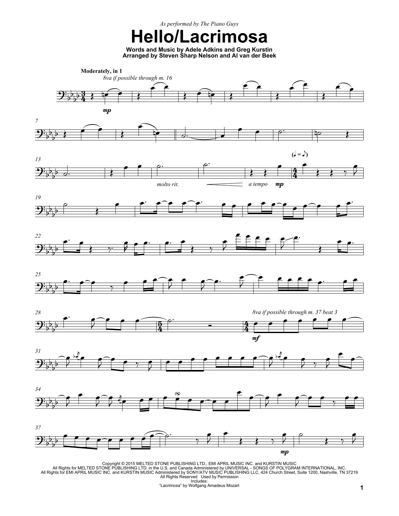 The Piano Guys Hello/Lacrimosa Sheet Music Notes & Chords for Piano - Download or Print PDF