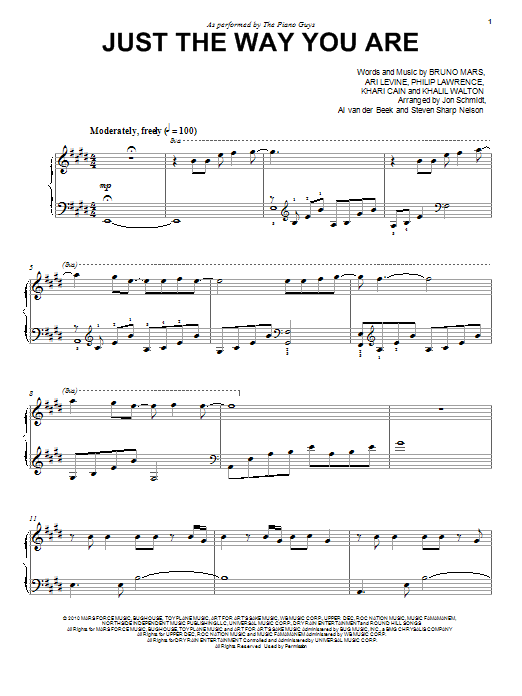 The Piano Guys Just The Way You Are Sheet Music Notes & Chords for Piano - Download or Print PDF