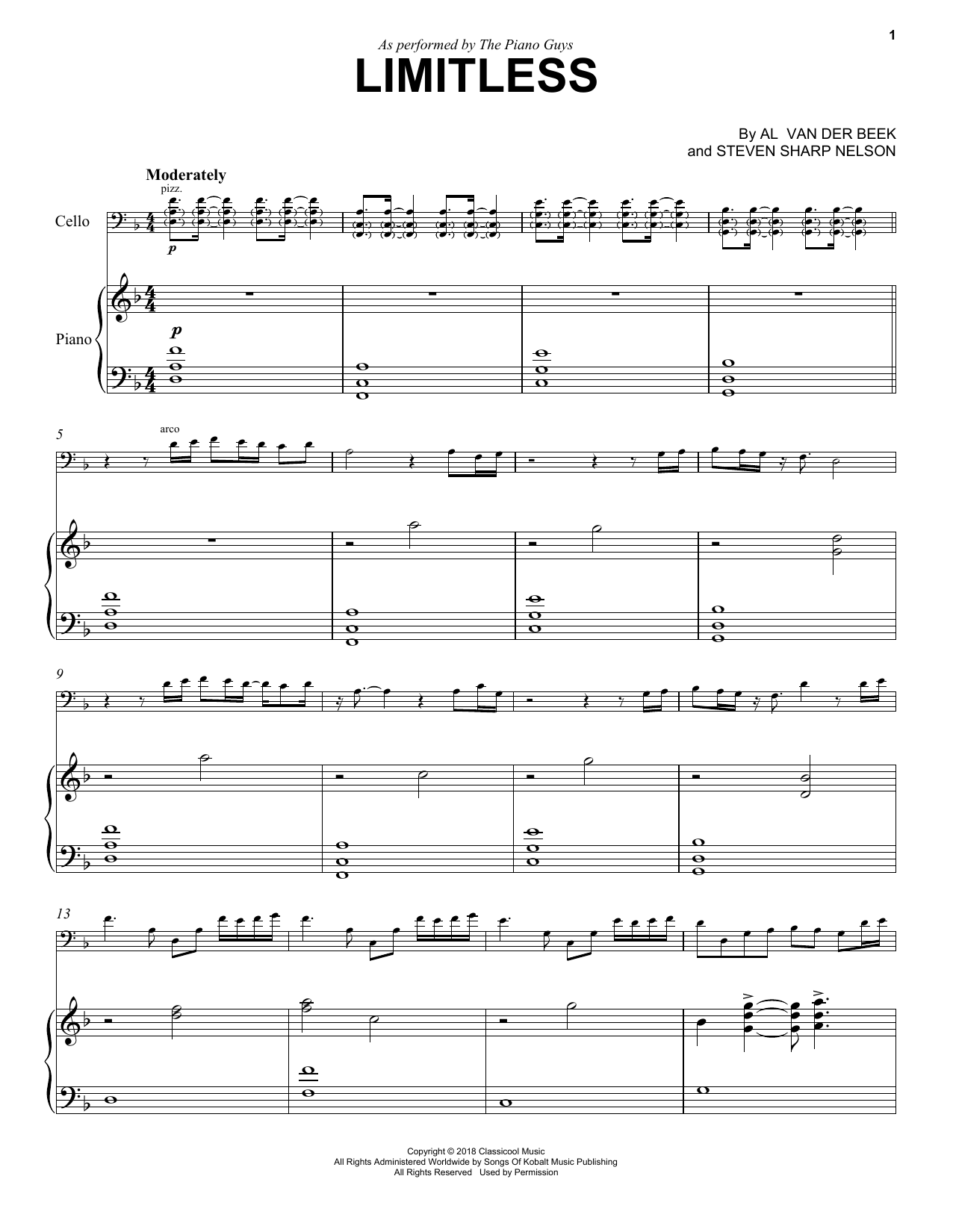 The Piano Guys Limitless Sheet Music Notes & Chords for Cello and Piano - Download or Print PDF