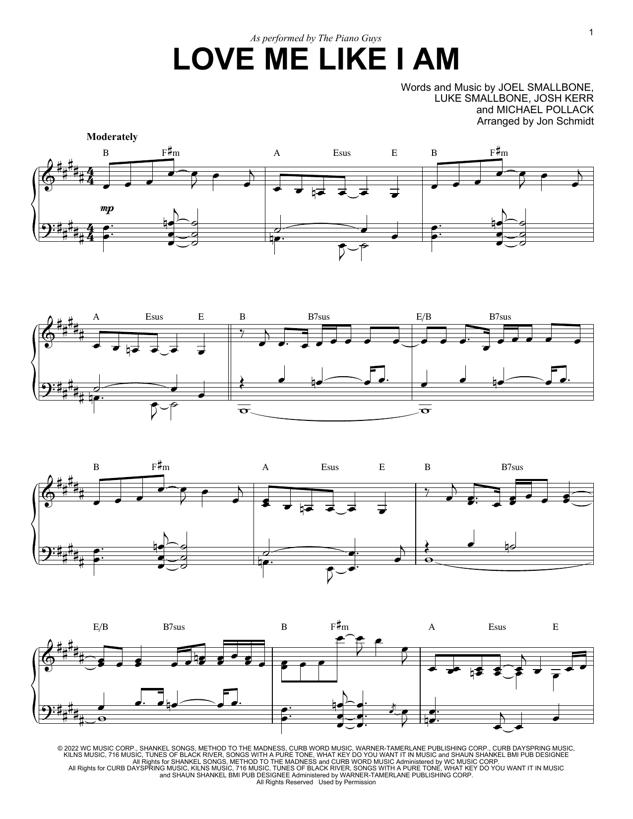 The Piano Guys Love Me Like I Am Sheet Music Notes & Chords for Piano Solo - Download or Print PDF