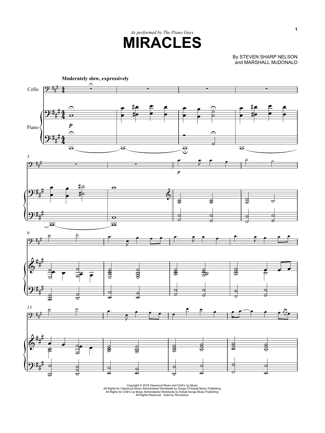 The Piano Guys Miracles Sheet Music Notes & Chords for Cello and Piano - Download or Print PDF