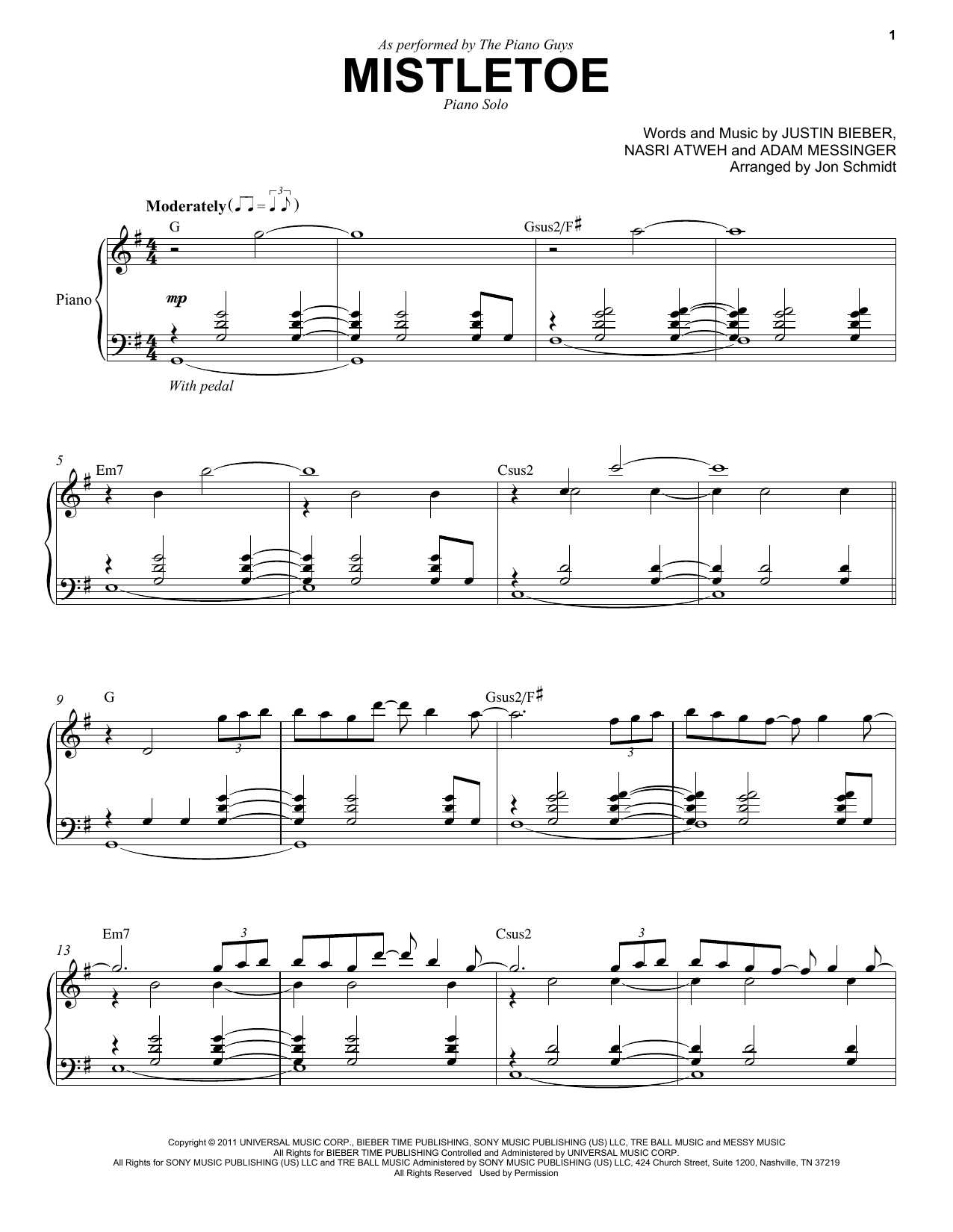 The Piano Guys Mistletoe Sheet Music Notes & Chords for Piano Solo - Download or Print PDF