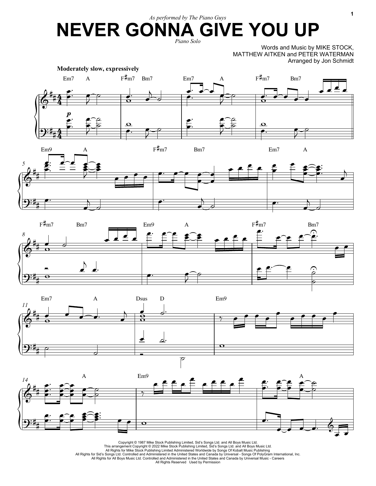 The Piano Guys Never Gonna Give You Up Sheet Music Notes & Chords for Piano Solo - Download or Print PDF