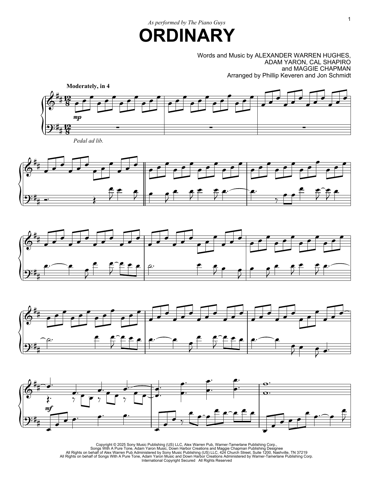 The Piano Guys Ordinary Sheet Music Notes & Chords for Piano Solo - Download or Print PDF The Piano Guys Ordinary Sheet Music Notes & Chords for Piano Solo - Download or Print PDF