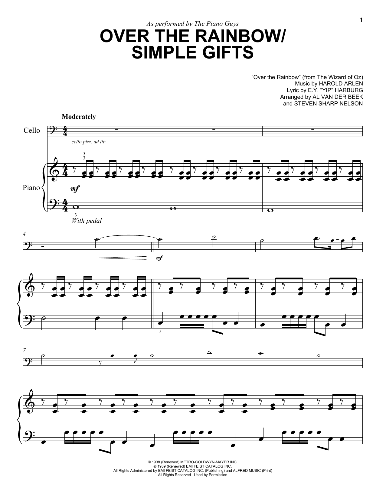 The Piano Guys Over The Rainbow / Simple Gifts Sheet Music Notes & Chords for Easy Piano - Download or Print PDF