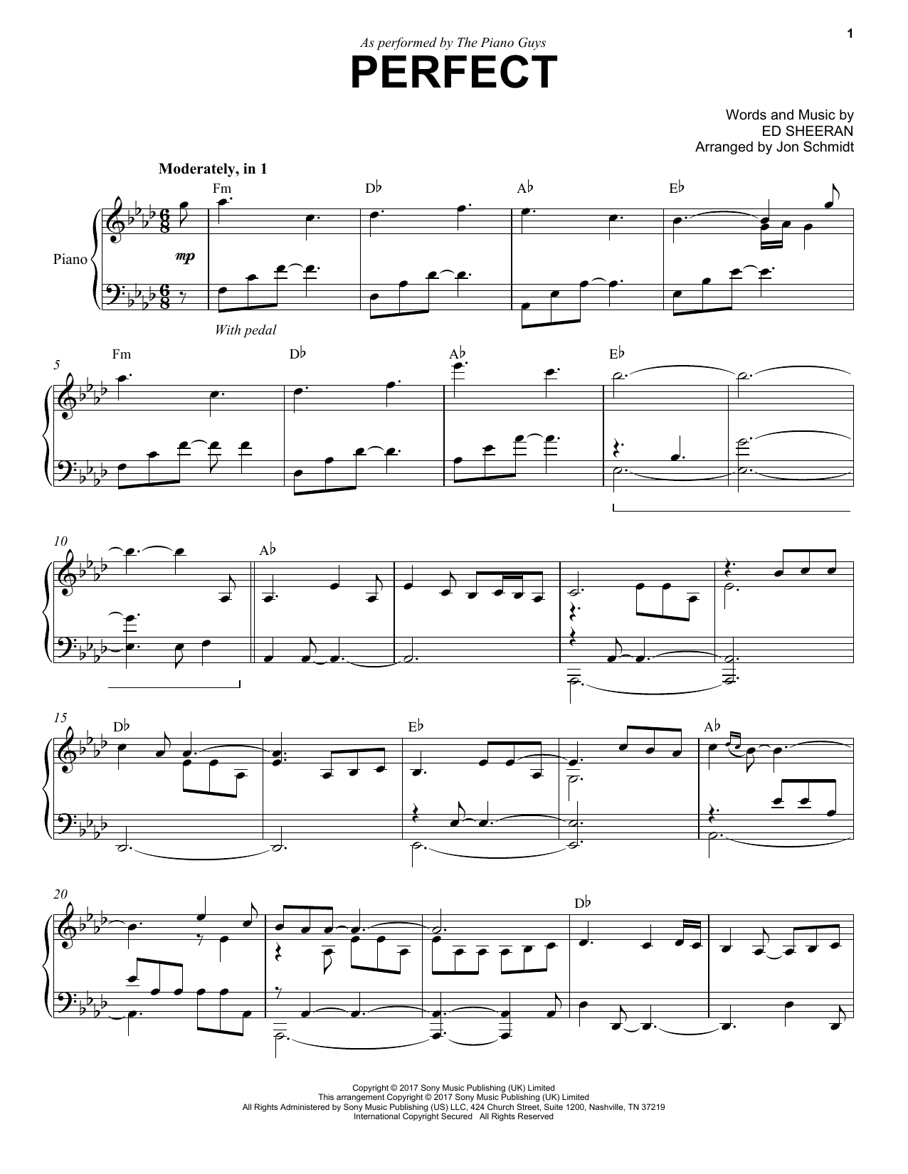 The Piano Guys Perfect Sheet Music Notes & Chords for Piano - Download or Print PDF