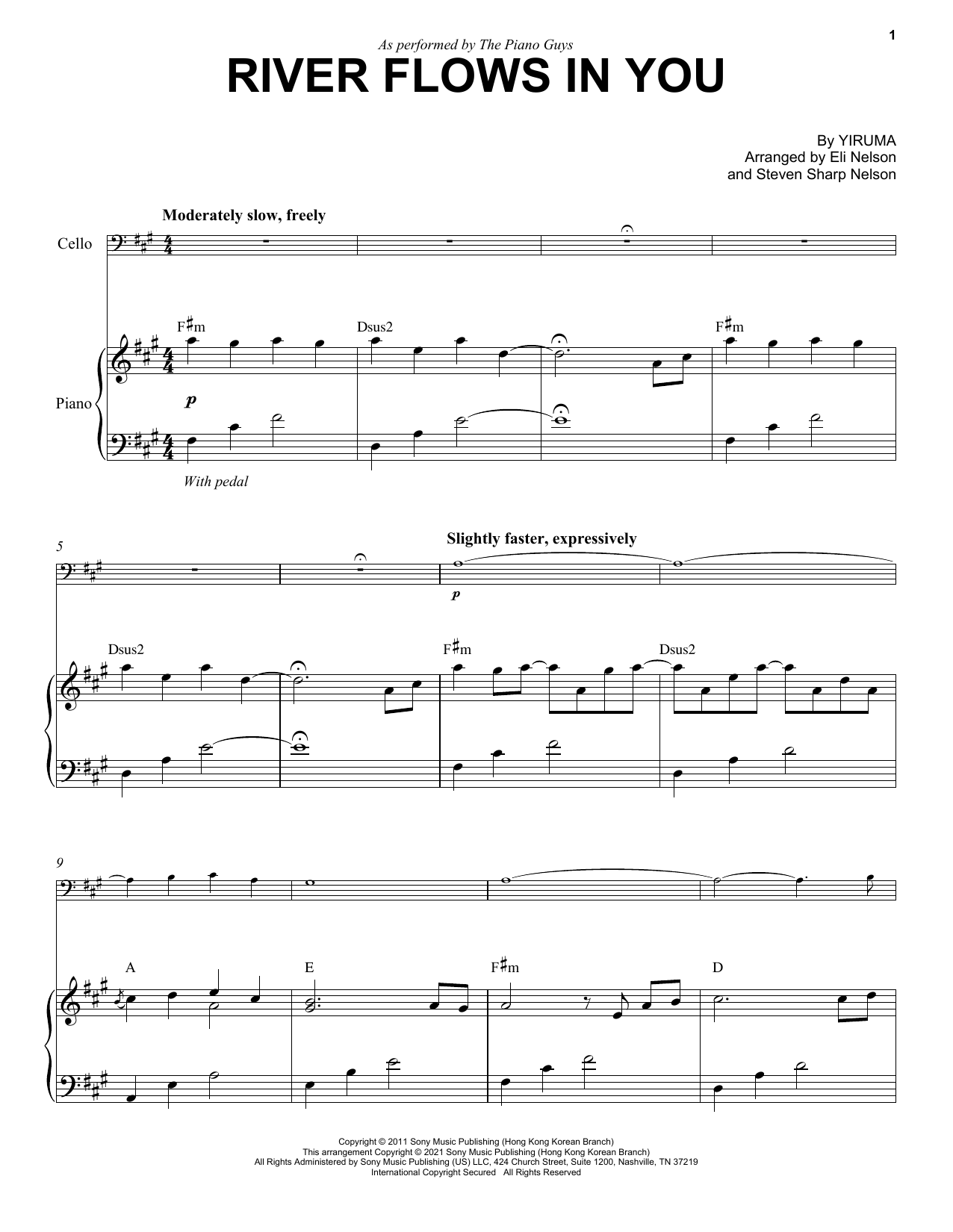 The Piano Guys River Flows In You Sheet Music Notes & Chords for Cello and Piano - Download or Print PDF