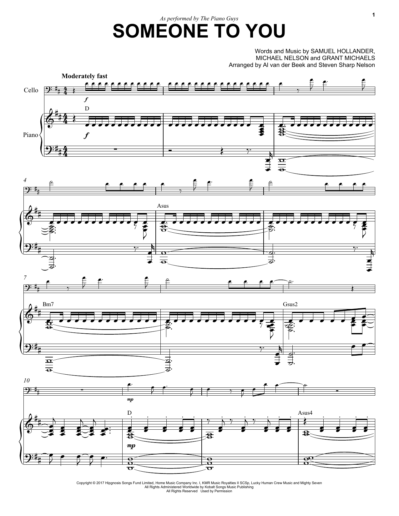 The Piano Guys Someone To You Sheet Music Notes & Chords for Cello and Piano - Download or Print PDF
