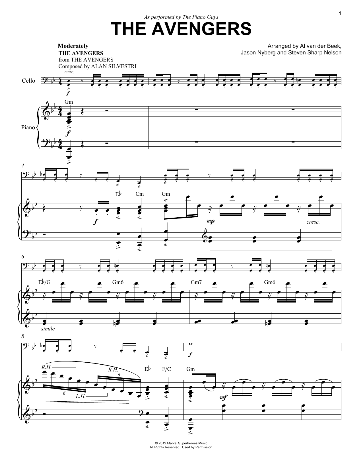 The Piano Guys The Avengers Sheet Music Notes & Chords for Cello and Piano - Download or Print PDF